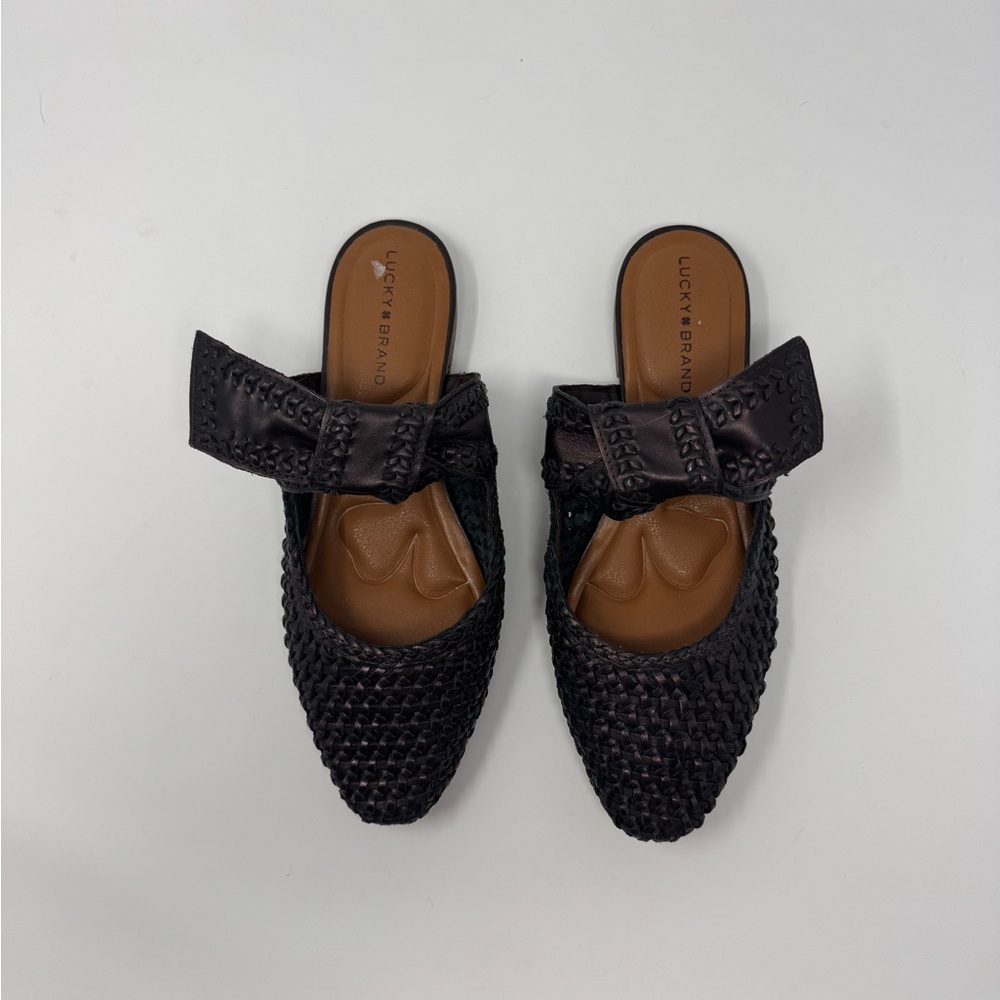 Lucky Brand Brown-Black Woven Mules sz 8